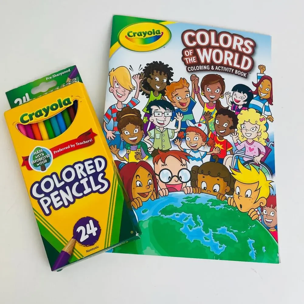 Crayola Colors of the World Coloring & Activity book and Colored Pencils 24 Pack